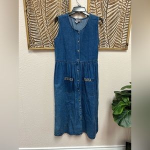 Vintage Denim Midi Jumper Dress